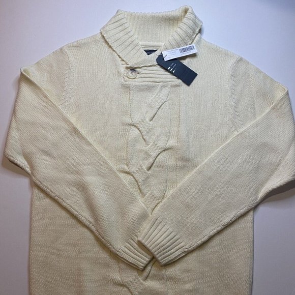 Casual Men Solid Ribbed Knit Sweater pullover size medium color lvory - Picture 1 of 9